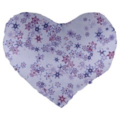 Pastel Purple Floral Pattern Large 19  Premium Flano Heart Shape Cushions by SpinnyChairDesigns