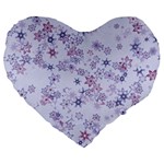 Pastel Purple Floral Pattern Large 19  Premium Flano Heart Shape Cushions Front