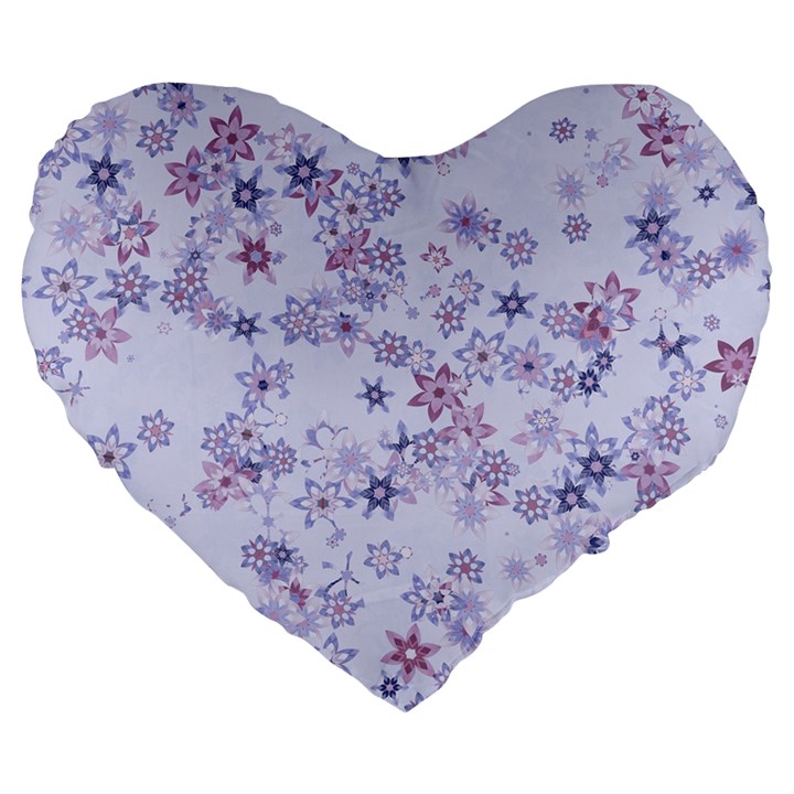 Pastel Purple Floral Pattern Large 19  Premium Flano Heart Shape Cushions