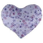 Pastel Purple Floral Pattern Large 19  Premium Flano Heart Shape Cushions Back