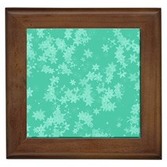 Biscay Green Floral Print Framed Tile by SpinnyChairDesigns