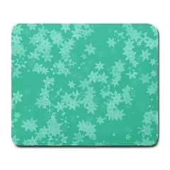 Biscay Green Floral Print Large Mousepads by SpinnyChairDesigns