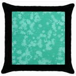 Biscay Green Floral Print Throw Pillow Case (Black) Front