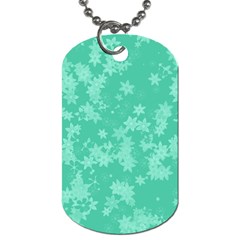 Biscay Green Floral Print Dog Tag (one Side) by SpinnyChairDesigns