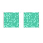 Biscay Green Floral Print Cufflinks (Square) Front(Pair)