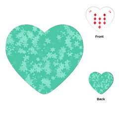 Biscay Green Floral Print Playing Cards Single Design (heart) by SpinnyChairDesigns