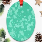 Biscay Green Floral Print Oval Ornament (Two Sides) Back