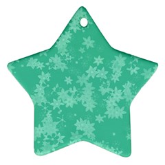 Biscay Green Floral Print Star Ornament (two Sides) by SpinnyChairDesigns