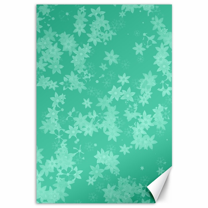 Biscay Green Floral Print Canvas 12  x 18 