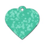 Biscay Green Floral Print Dog Tag Heart (Two Sides) Front