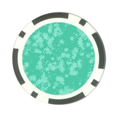 Biscay Green Floral Print Poker Chip Card Guard by SpinnyChairDesigns