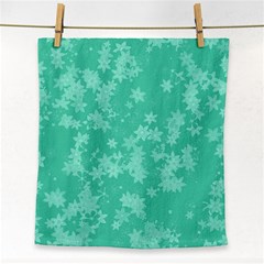 Biscay Green Floral Print Face Towel by SpinnyChairDesigns