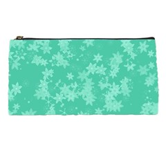 Biscay Green Floral Print Pencil Case by SpinnyChairDesigns