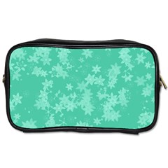 Biscay Green Floral Print Toiletries Bag (one Side) by SpinnyChairDesigns