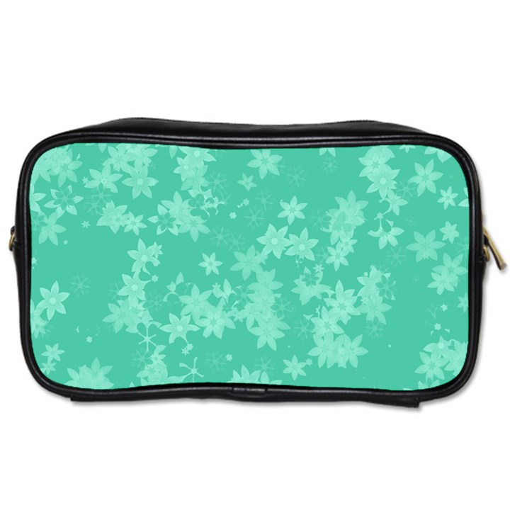 Biscay Green Floral Print Toiletries Bag (Two Sides)