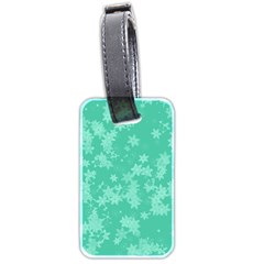 Biscay Green Floral Print Luggage Tag (two Sides) by SpinnyChairDesigns