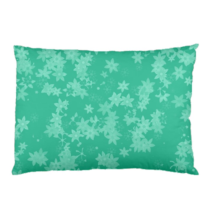 Biscay Green Floral Print Pillow Case (Two Sides)