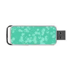 Biscay Green Floral Print Portable Usb Flash (one Side) by SpinnyChairDesigns