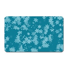 Teal Blue Floral Print Magnet (rectangular)