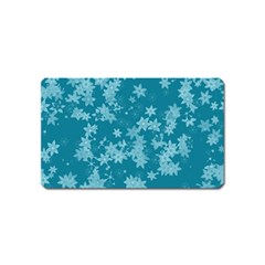 Teal Blue Floral Print Magnet (name Card) by SpinnyChairDesigns