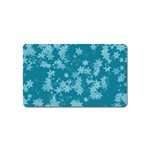 Teal Blue Floral Print Magnet (Name Card) Front