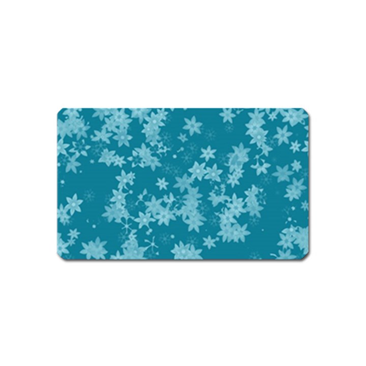 Teal Blue Floral Print Magnet (Name Card)