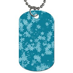 Teal Blue Floral Print Dog Tag (one Side) by SpinnyChairDesigns