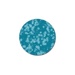 Teal Blue Floral Print Golf Ball Marker by SpinnyChairDesigns