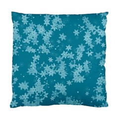 Teal Blue Floral Print Standard Cushion Case (two Sides) by SpinnyChairDesigns