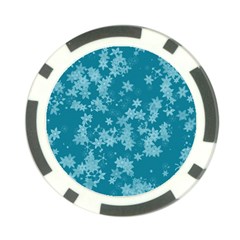 Teal Blue Floral Print Poker Chip Card Guard (10 Pack) by SpinnyChairDesigns