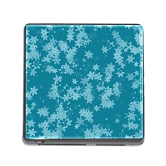 Teal Blue Floral Print Memory Card Reader (square 5 Slot) by SpinnyChairDesigns