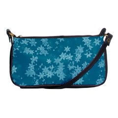 Teal Blue Floral Print Shoulder Clutch Bag by SpinnyChairDesigns