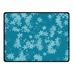 Teal Blue Floral Print Fleece Blanket (small) by SpinnyChairDesigns