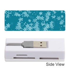 Teal Blue Floral Print Memory Card Reader (stick)