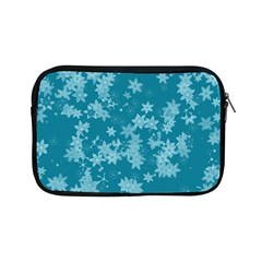 Teal Blue Floral Print Apple Ipad Mini Zipper Cases by SpinnyChairDesigns