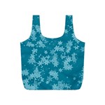 Teal Blue Floral Print Full Print Recycle Bag (S) Back