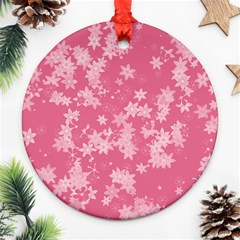 Blush Pink Floral Print Ornament (round) by SpinnyChairDesigns