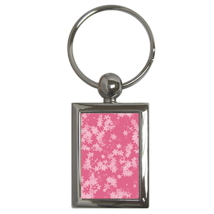 Blush Pink Floral Print Key Chain (Rectangle)