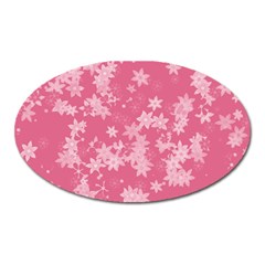 Blush Pink Floral Print Oval Magnet by SpinnyChairDesigns