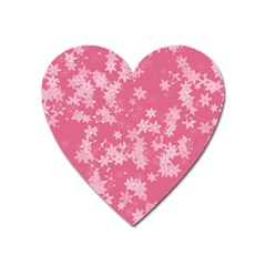 Blush Pink Floral Print Heart Magnet by SpinnyChairDesigns