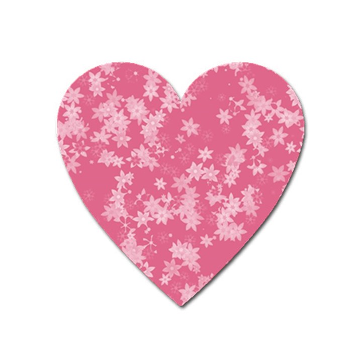 Blush Pink Floral Print Heart Magnet