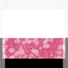 Blush Pink Floral Print Rectangular Jigsaw Puzzl by SpinnyChairDesigns