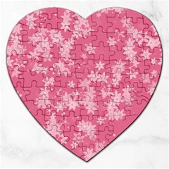 Blush Pink Floral Print Jigsaw Puzzle (heart) by SpinnyChairDesigns