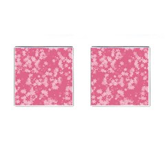 Blush Pink Floral Print Cufflinks (square) by SpinnyChairDesigns