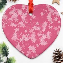 Blush Pink Floral Print Heart Ornament (two Sides) by SpinnyChairDesigns