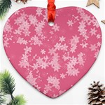 Blush Pink Floral Print Heart Ornament (Two Sides) Front