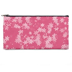 Blush Pink Floral Print Pencil Case by SpinnyChairDesigns