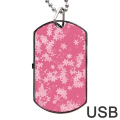 Blush Pink Floral Print Dog Tag Usb Flash (two Sides) by SpinnyChairDesigns