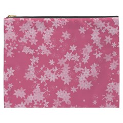 Blush Pink Floral Print Cosmetic Bag (xxxl) by SpinnyChairDesigns