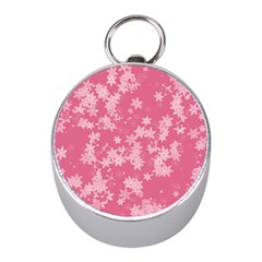 Blush Pink Floral Print Mini Silver Compasses by SpinnyChairDesigns